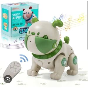 Interactive Green and White Voice AI Pet Dog